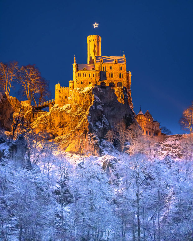 Schloss Lichtenstein im Schnee